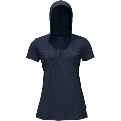 Tee Jack Wolfskin Travel Hoody Mujer Azul Marino - Chile IDC302965